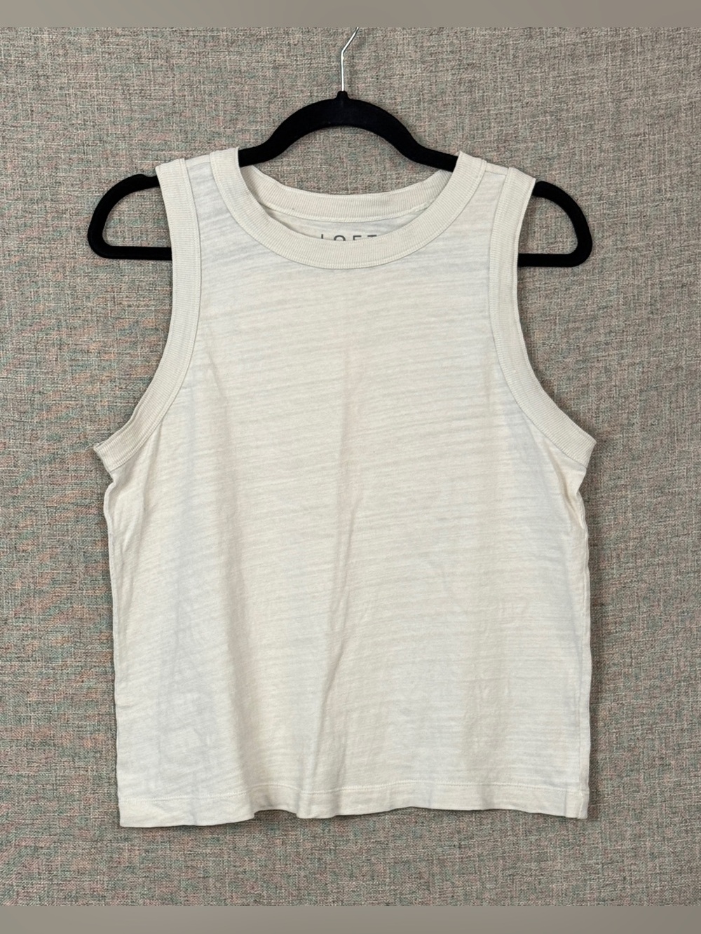 LOFT Cream Ribbed Crewneck Tank